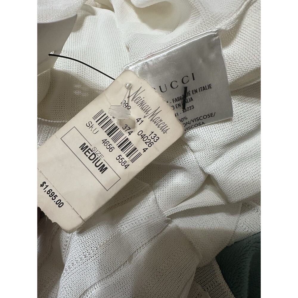 NWT Authentic GUCCI Ivory Pleated Halter V-Neck Stretch Dress Size Medium - Picture 10 of 12